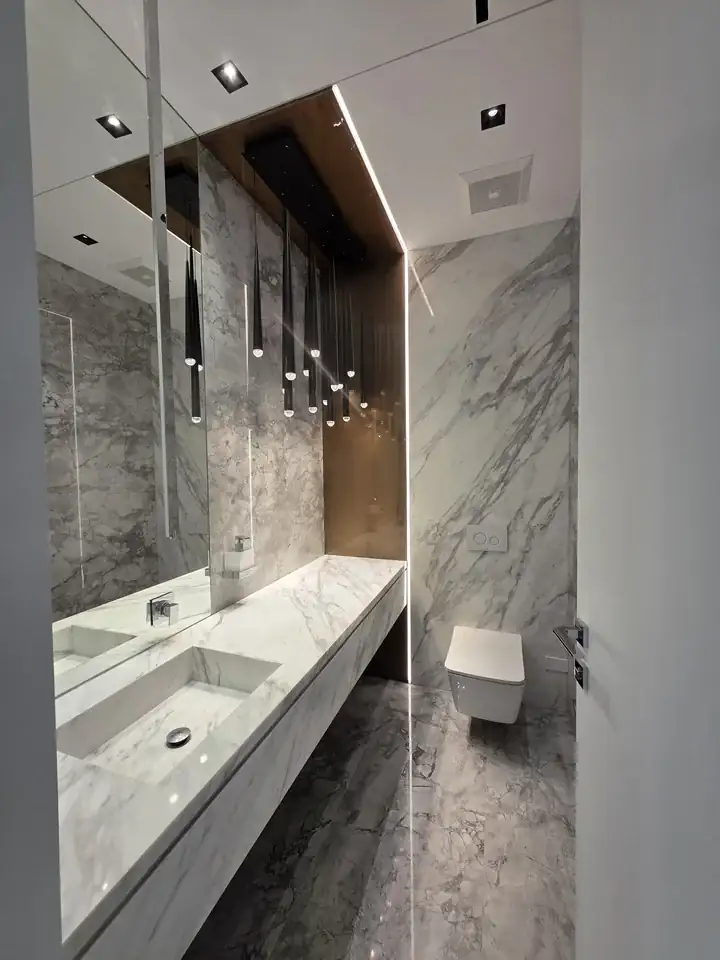 Residence — Epoxy panels in powder bathroom, Fort Lauderdale, FL